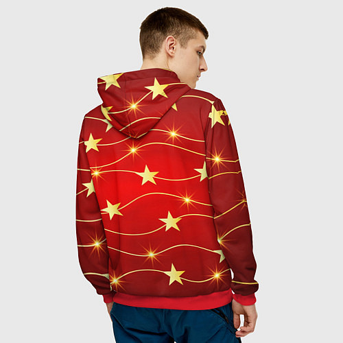 Мужская толстовка Звёздная гирлянда / 3D-Красный – фото 4