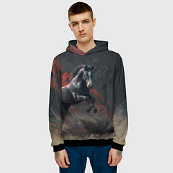 Толстовка-худи мужская Лошадь в прыжке, цвет: 3D-черный — фото 2