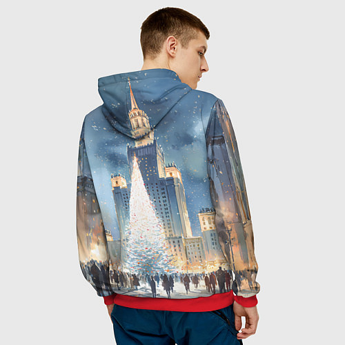 Мужская толстовка Новый год в Москве / 3D-Красный – фото 4