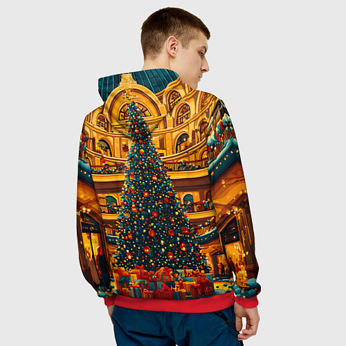Мужская толстовка Московская новогодняя елка / 3D-Красный – фото 4