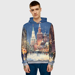 Толстовка-худи мужская Новый год - Москва, цвет: 3D-меланж — фото 2