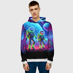Толстовка-худи мужская Рик и Морти на сказочной неоновой планете, цвет: 3D-белый — фото 2