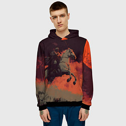 Толстовка-худи мужская Всадник на лошади, цвет: 3D-черный — фото 2