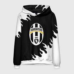 Толстовка-худи мужская Juventus белый огонь текстура, цвет: 3D-белый