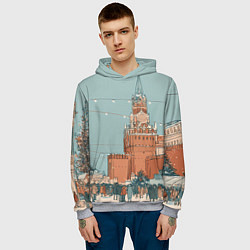 Толстовка-худи мужская Праздничная атмосфера на новый год, цвет: 3D-меланж — фото 2