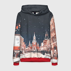 Толстовка-худи мужская Праздничная ночь в Москве, цвет: 3D-красный