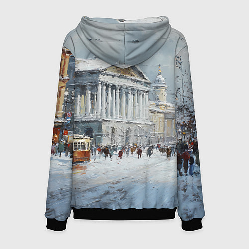 Мужская толстовка Зимний Питер красками / 3D-Черный – фото 2