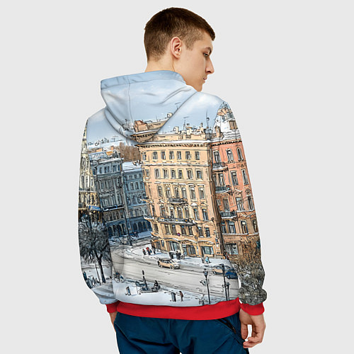 Мужская толстовка Зимняя улица Питера / 3D-Красный – фото 4