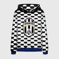 Толстовка-худи мужская Juventus геометрия черно белая, цвет: 3D-синий