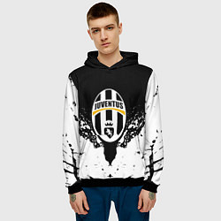 Толстовка-худи мужская Ювентус краски всплеск текстура, цвет: 3D-черный — фото 2