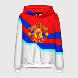 Толстовка-худи мужская Манчестер Юнайтед полосы геометрия, цвет: 3D-белый