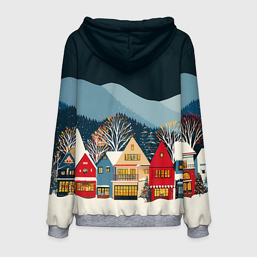 Мужская толстовка Новогодний городок в горах / 3D-Меланж – фото 2