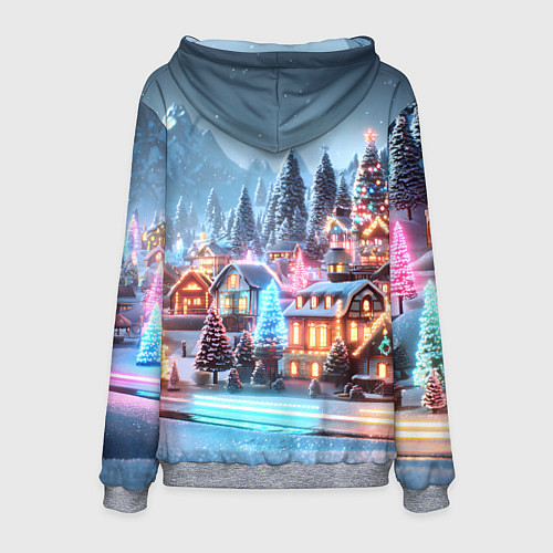 Мужская толстовка Городок в новогодних огоньках / 3D-Меланж – фото 2