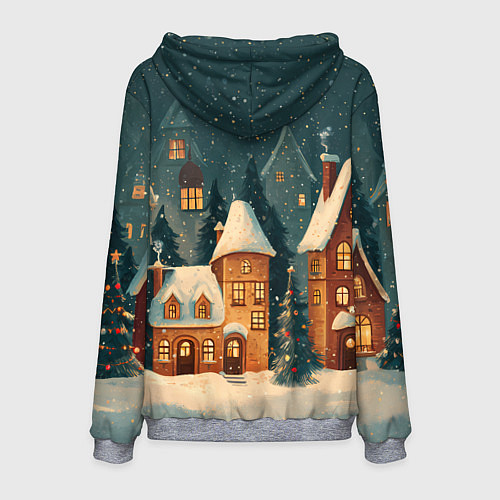 Мужская толстовка Сказочный Новогодний городок / 3D-Меланж – фото 2