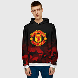 Толстовка-худи мужская Манчестер Юнайтед камуфляж текстура, цвет: 3D-белый — фото 2