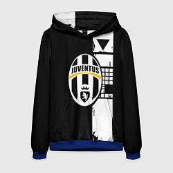 Толстовка-худи мужская Ювентус геометрия белая, цвет: 3D-синий