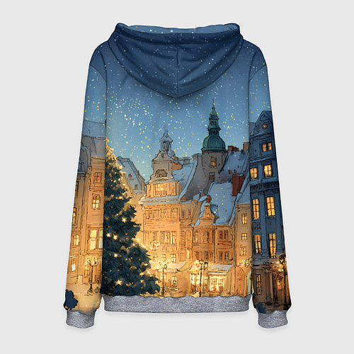 Мужская толстовка Новый год в старом городе / 3D-Меланж – фото 2