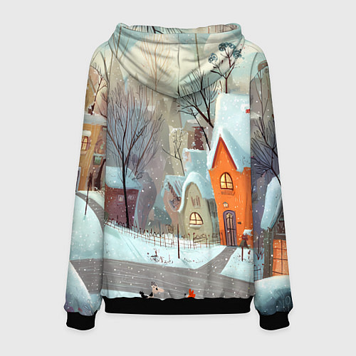 Мужская толстовка Милый новогодний дворик / 3D-Черный – фото 2