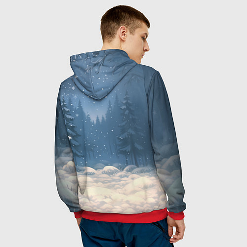 Мужская толстовка Лошадка ловит снежинку / 3D-Красный – фото 4