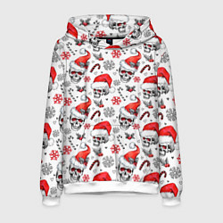 Толстовка-худи мужская Новогодние черепа, цвет: 3D-белый
