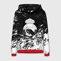 Толстовка-худи мужская Реал Мадрид краски текстура, цвет: 3D-красный