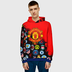 Толстовка-худи мужская Манчестер Юнайтед логотипы команд, цвет: 3D-синий — фото 2