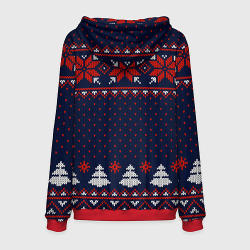 Мужская толстовка Новогодний вязаный узор / 3D-Красный – фото 2