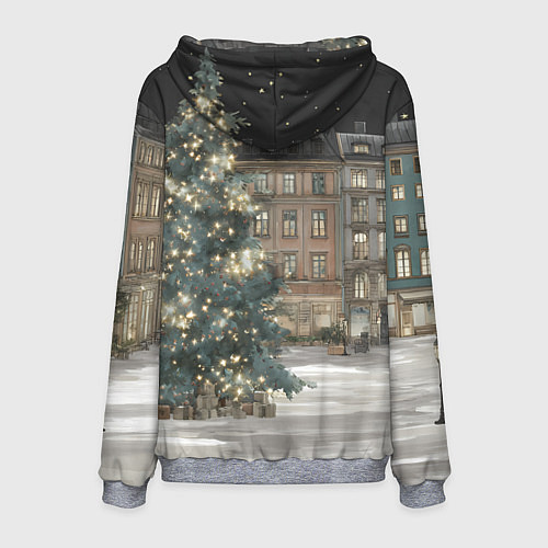 Мужская толстовка Елка во дворе / 3D-Меланж – фото 2