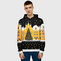 Толстовка-худи мужская Новогодняя ночь в городе, цвет: 3D-белый — фото 2