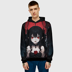 Толстовка-худи мужская Девушка в стиле аниме в воде, цвет: 3D-черный — фото 2