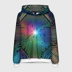 Толстовка-худи мужская Линейная графика, цвет: 3D-белый