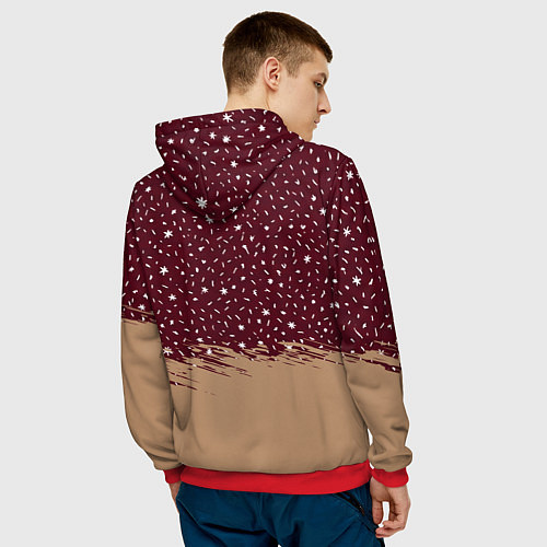 Мужская толстовка Кот Бендер и ёлка / 3D-Красный – фото 4