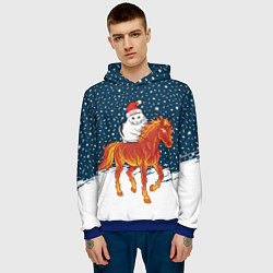 Толстовка-худи мужская Кот Бендер и огненный конь - 2026, цвет: 3D-синий — фото 2