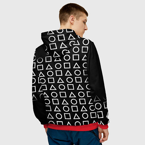 Мужская толстовка Borussia геометрия черно белая / 3D-Красный – фото 4