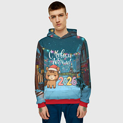 Толстовка-худи мужская Новогодняя лошадка 2026 год, цвет: 3D-красный — фото 2