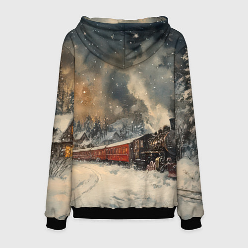 Мужская толстовка Санта с капучино / 3D-Черный – фото 2