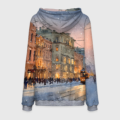 Мужская толстовка Зимний Санкт-Петербург / 3D-Меланж – фото 2