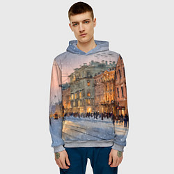 Толстовка-худи мужская Зимний Санкт-Петербург, цвет: 3D-меланж — фото 2