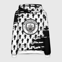Толстовка-худи мужская Манчестер сити краски люди, цвет: 3D-белый