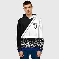 Толстовка-худи мужская Ювентус геометрия полосы текстура, цвет: 3D-синий — фото 2