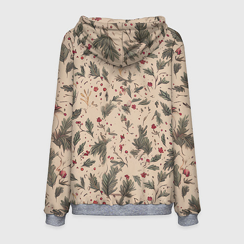 Мужская толстовка Новогодняя лошадка на фоне елочных веток / 3D-Меланж – фото 2