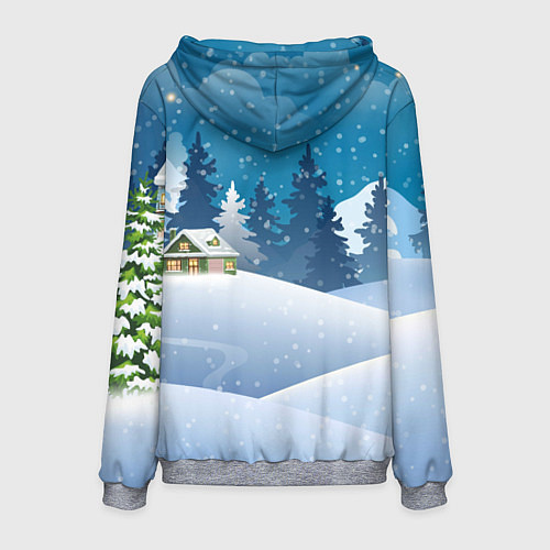 Мужская толстовка Лошадка везет на санках тазик оливье / 3D-Меланж – фото 2