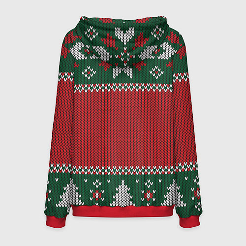 Мужская толстовка Новогодний узор вязаный / 3D-Красный – фото 2