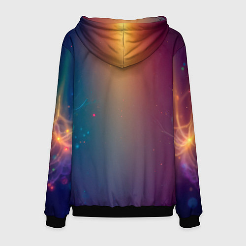 Мужская толстовка Игривый кот в неоновых всполохах / 3D-Черный – фото 2