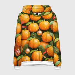 Толстовка-худи мужская Мандариновое настроение, цвет: 3D-белый