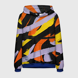 Толстовка-худи мужская Полоски краски абстракция, цвет: 3D-синий