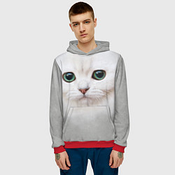 Толстовка-худи мужская Белый котик, цвет: 3D-красный — фото 2