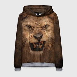 Толстовка-худи мужская Взгляд льва, цвет: 3D-меланж