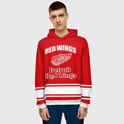 Толстовка-худи мужская Detroit red wings, цвет: 3D-белый — фото 2