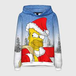 Толстовка-худи мужская Санта Гомер, цвет: 3D-белый